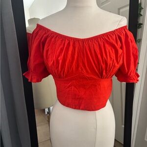 Chic Red Off-Shoulder Crop Top